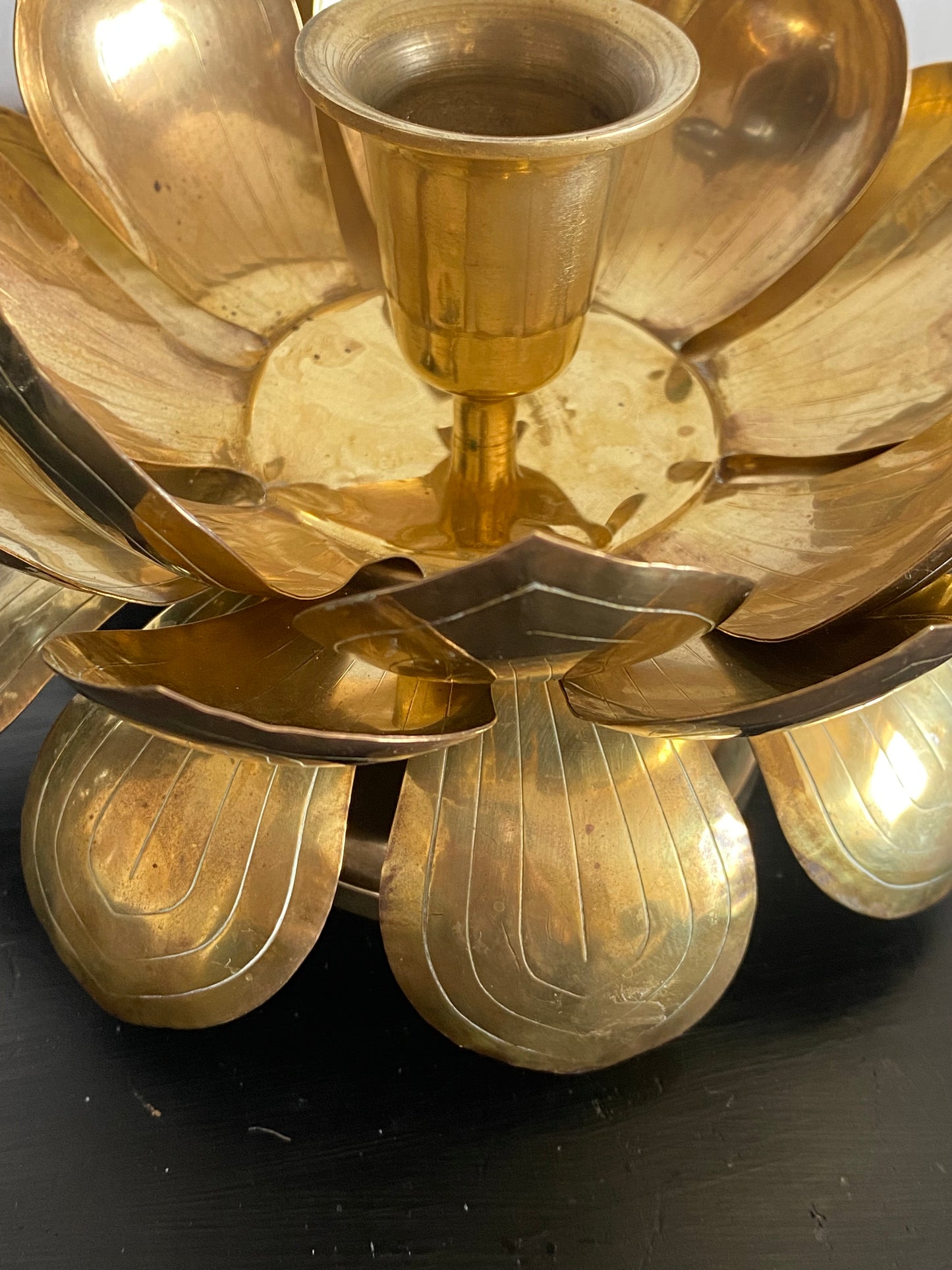 Bougeoir lotus en laiton Feldman Lighting Co vintage