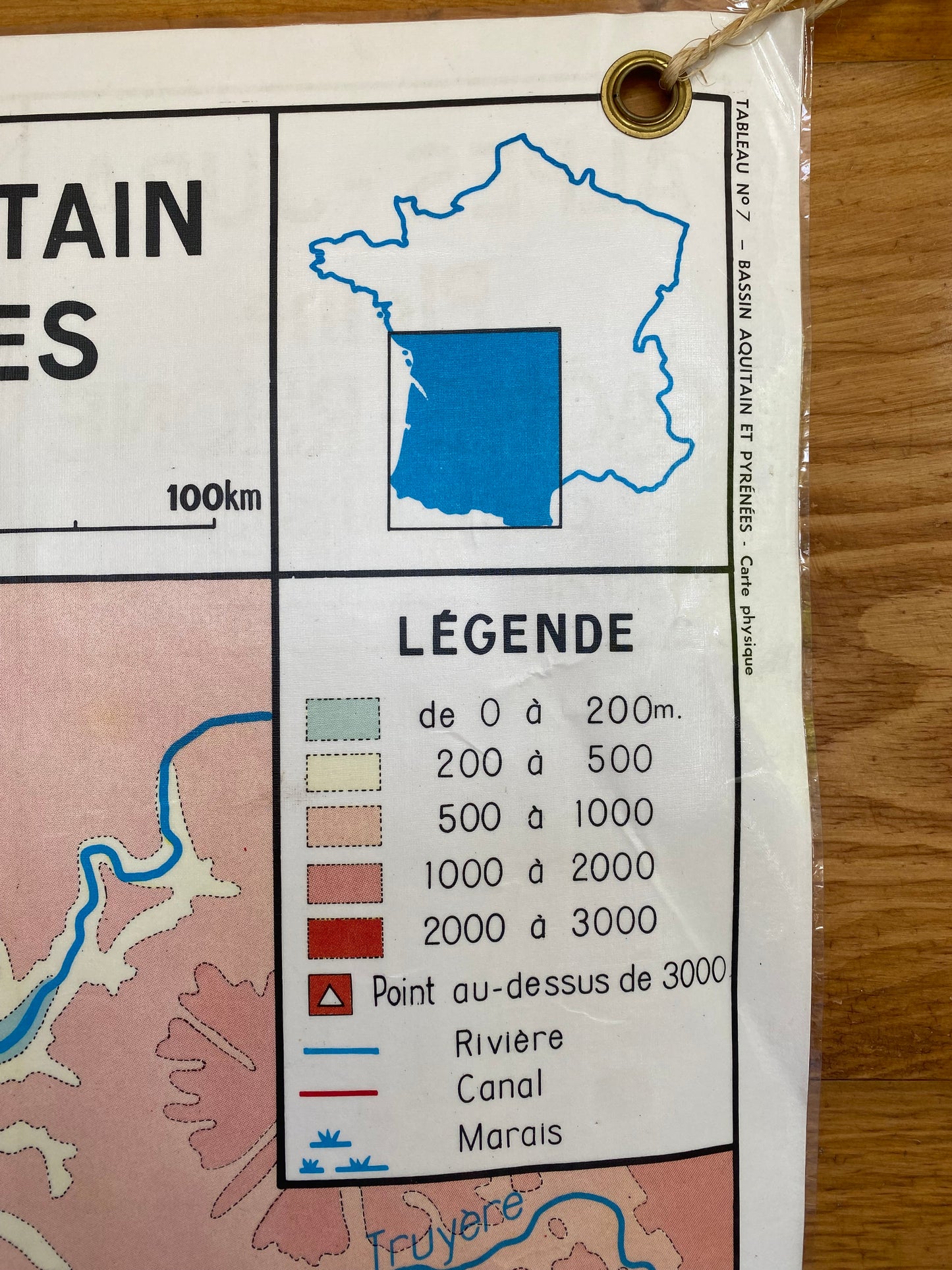 Carte de géographie scolaire ancienne Alpes Jura Bassin Aquitain et Pyrenées