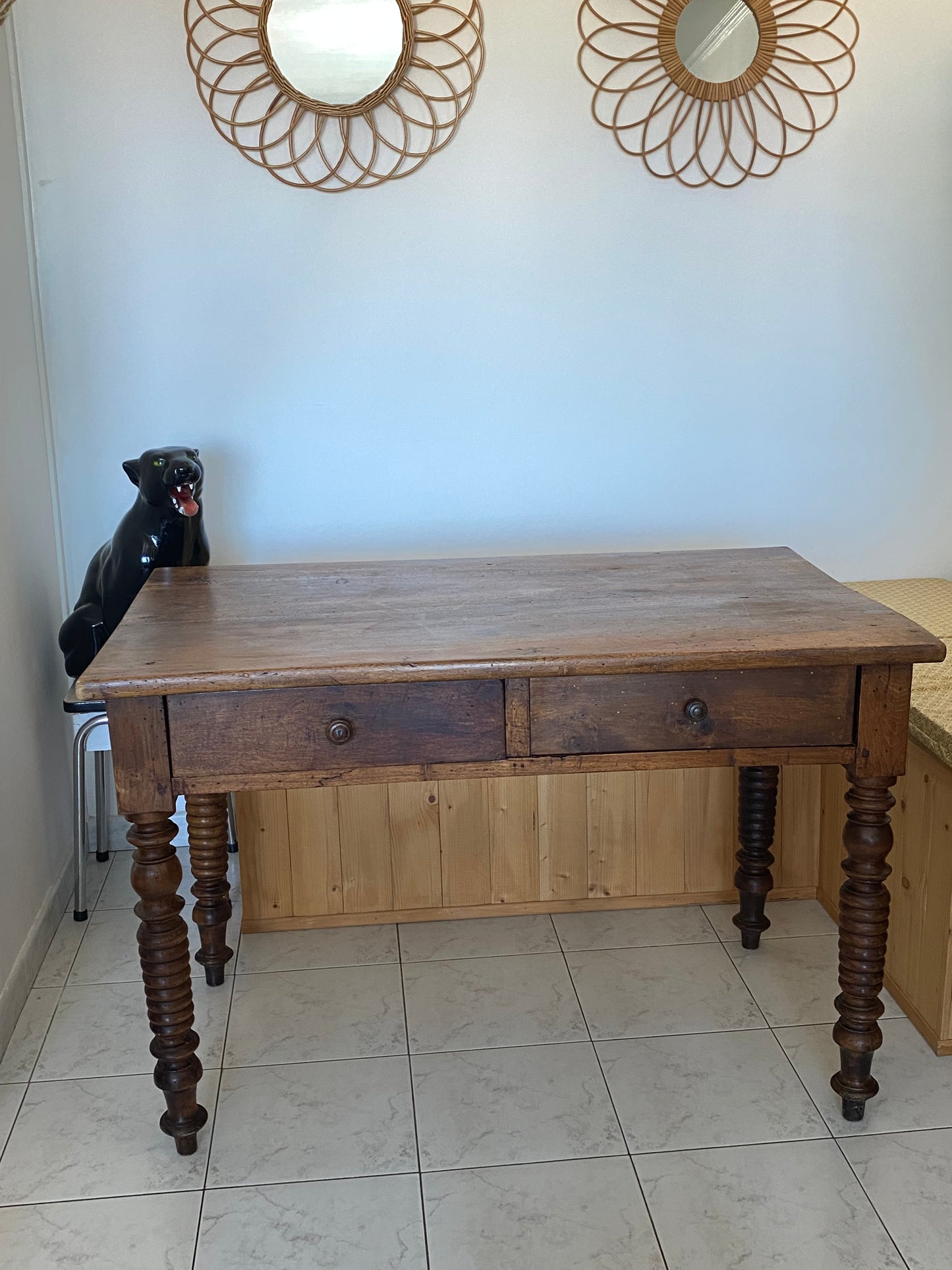 Table de ferme pieds tournés