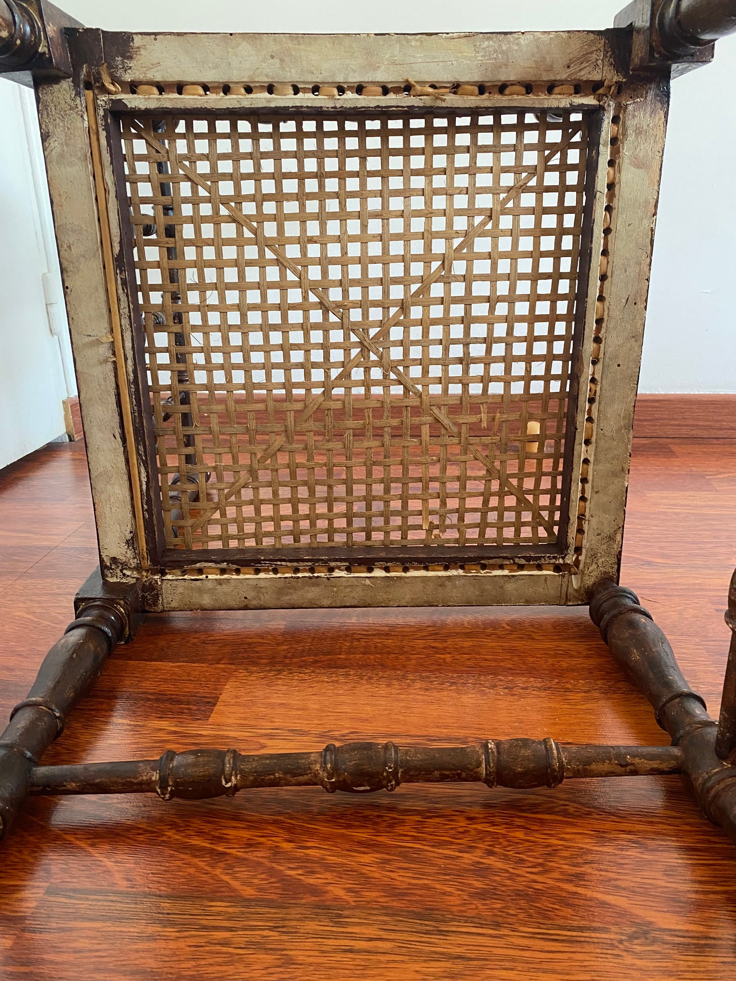 Chaise d’angle ancienne bois et rotin
