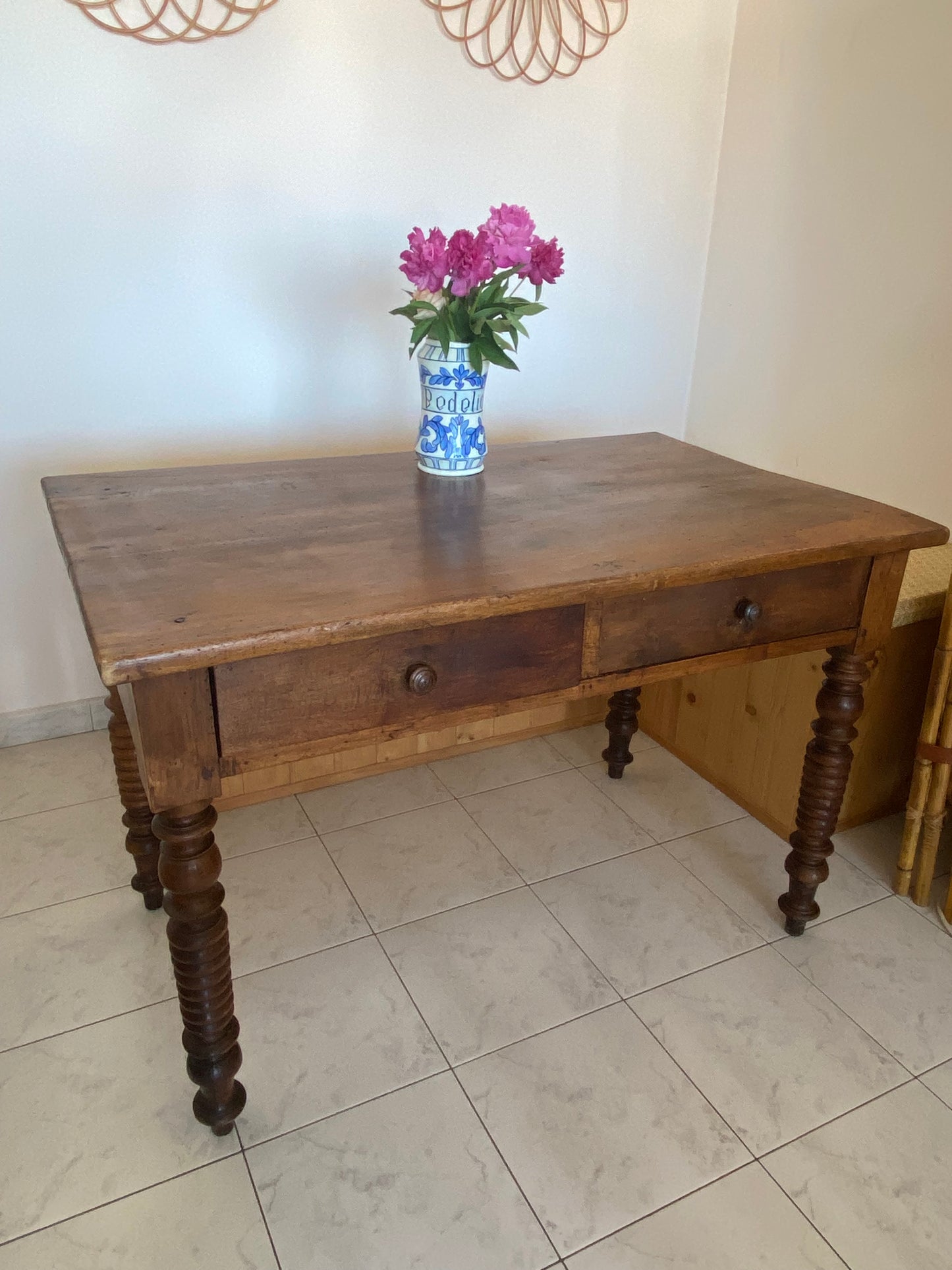 Table de ferme pieds tournés
