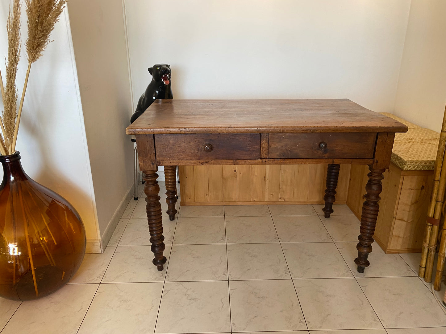 Table de ferme pieds tournés