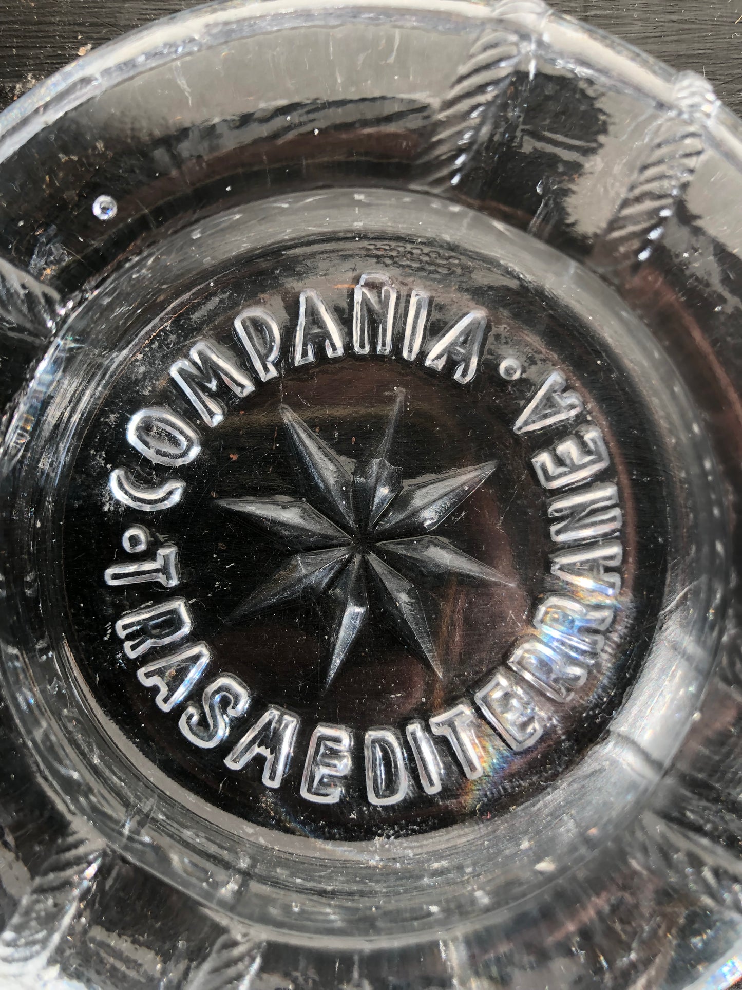 Cendrier en verre vintage paquebot compania trasmediterranea