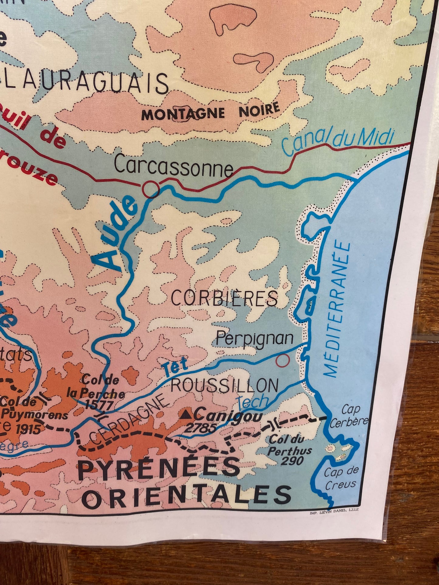 Carte de géographie scolaire ancienne Alpes Jura Bassin Aquitain et Pyrenées