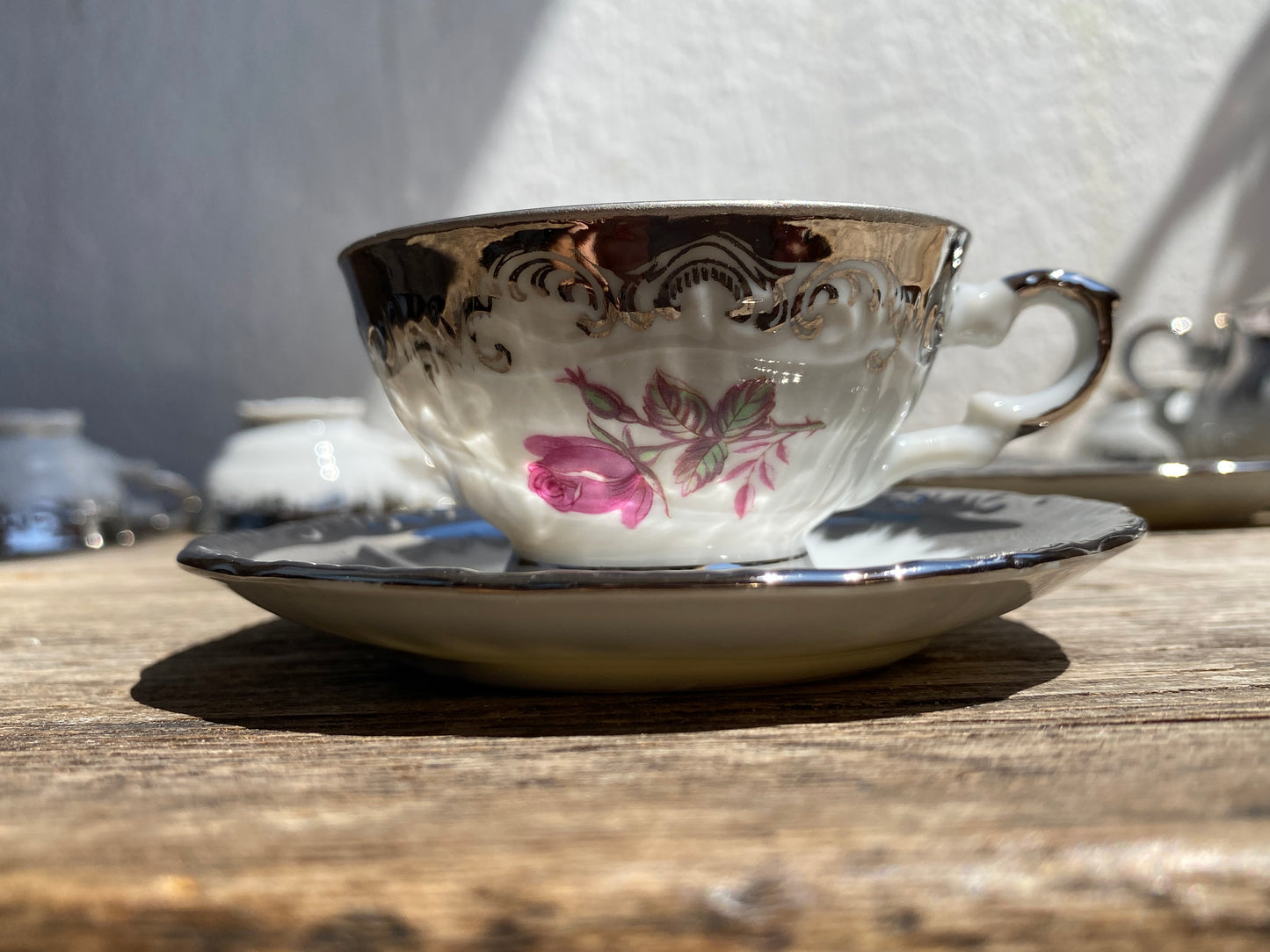 Service à café en porcelaine allemande argentée