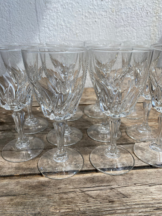 Lot de 11 verres à Vin en Cristal vintage
