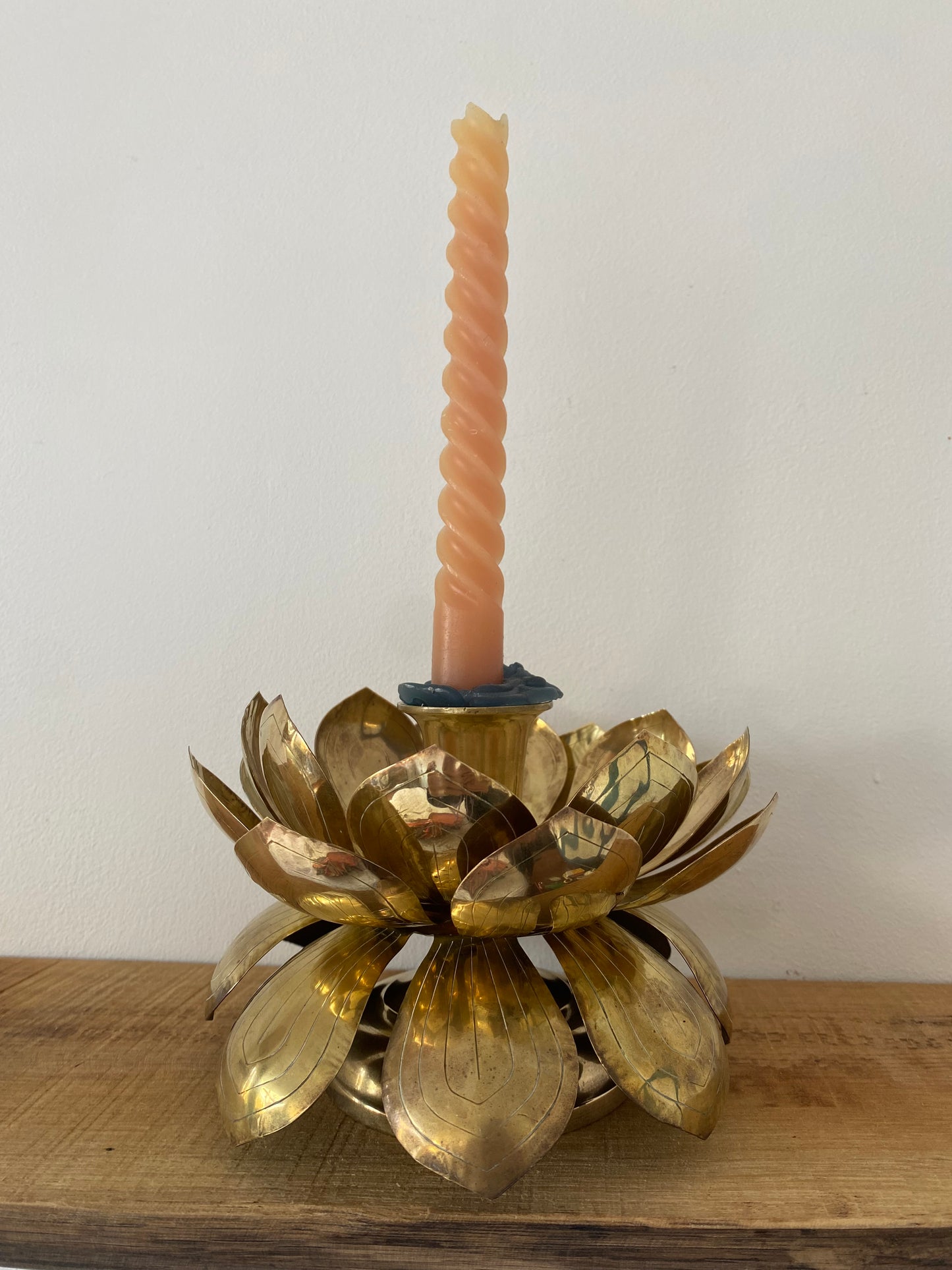Bougeoir lotus en laiton Feldman Lighting Co vintage