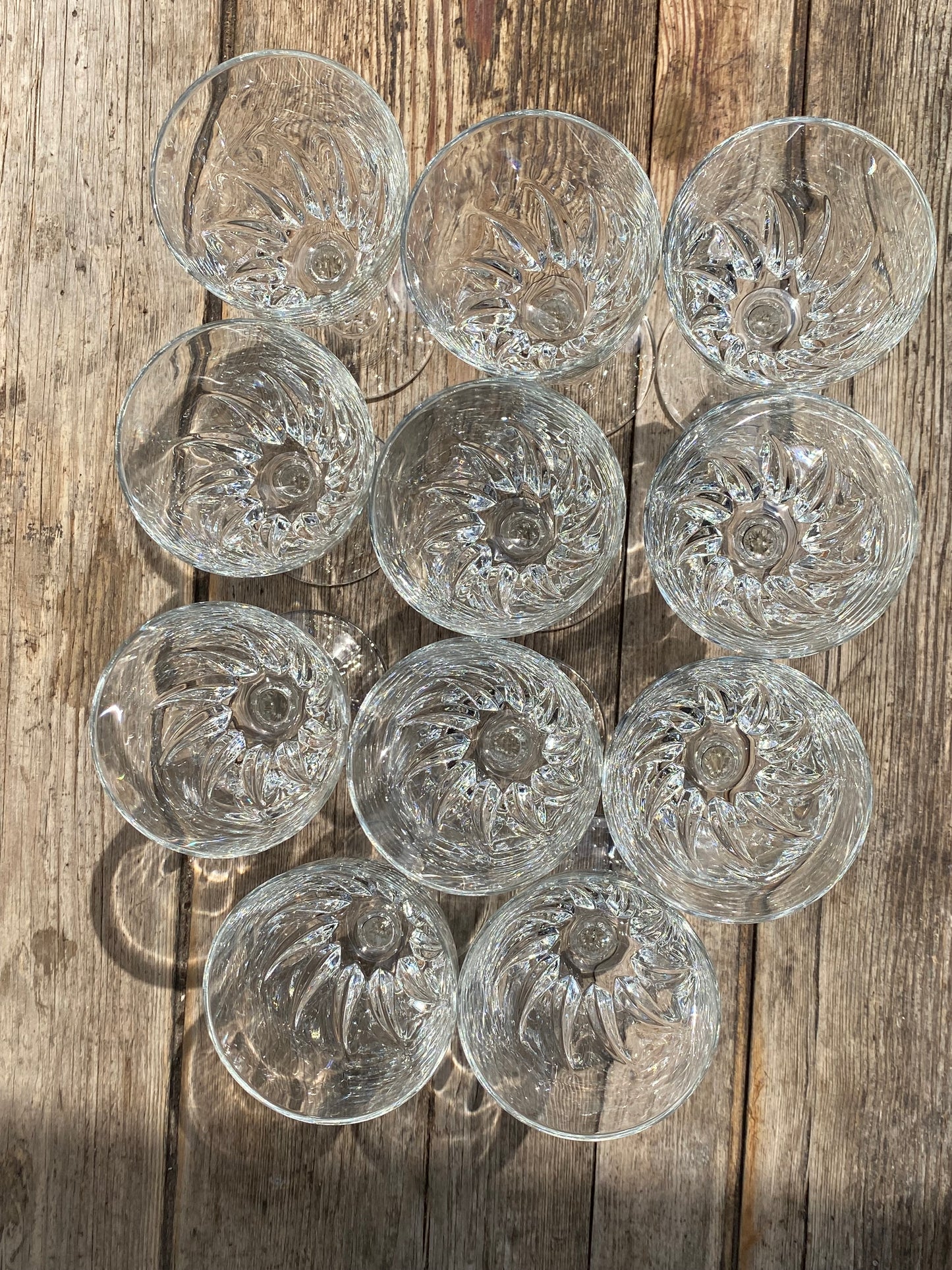 Lot de 11 verres à Vin en Cristal vintage