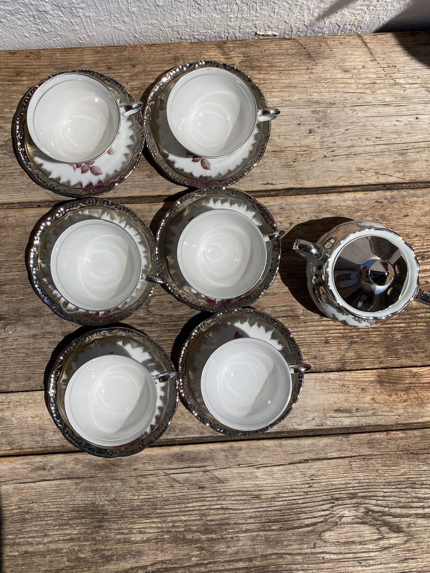 Service à café en porcelaine allemande argentée