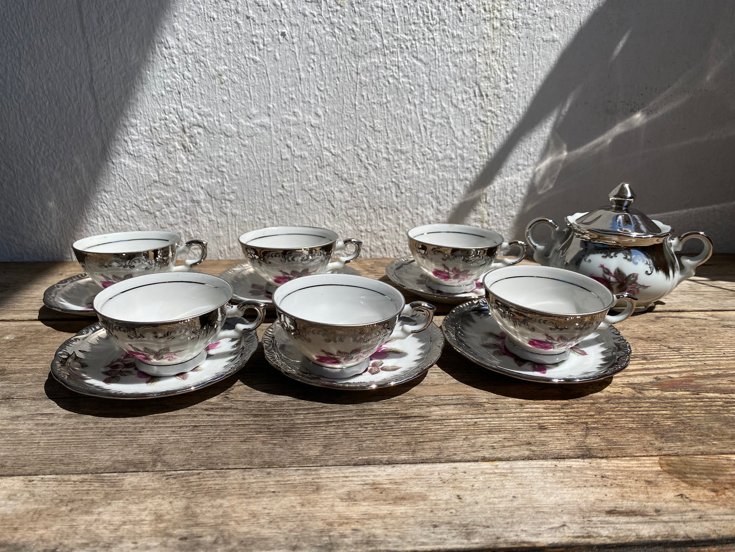 Service à café en porcelaine allemande argentée