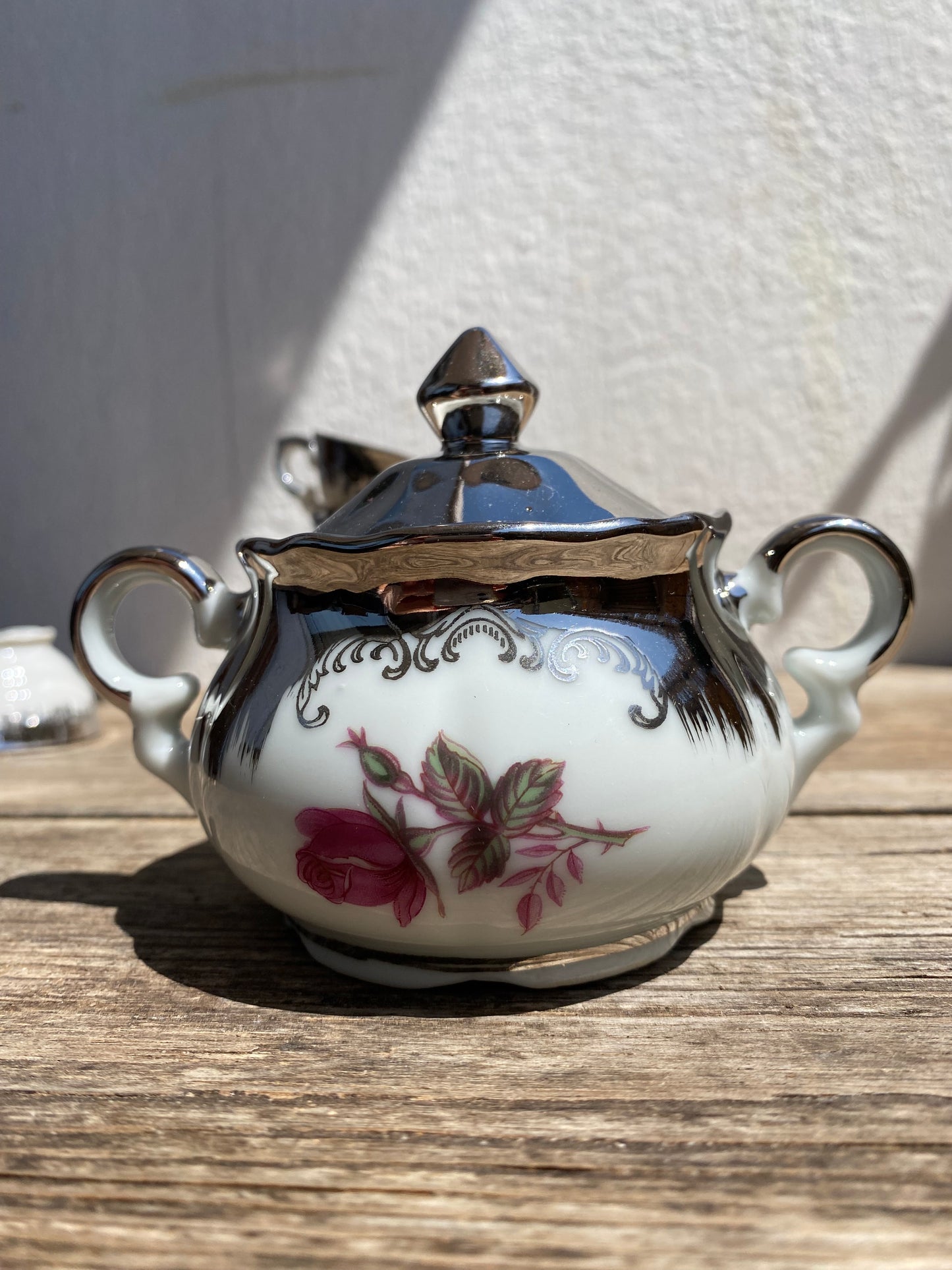 Service à café en porcelaine allemande argentée