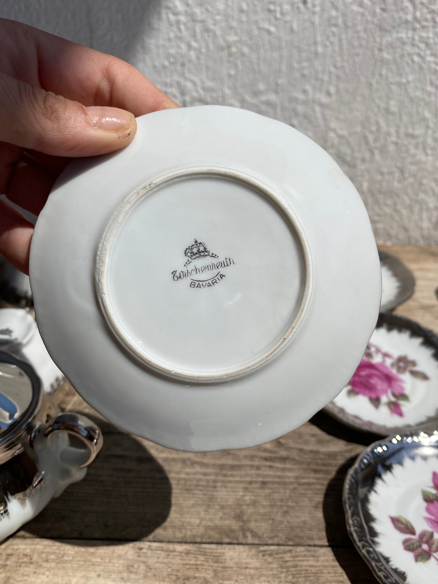 Service à café en porcelaine allemande argentée