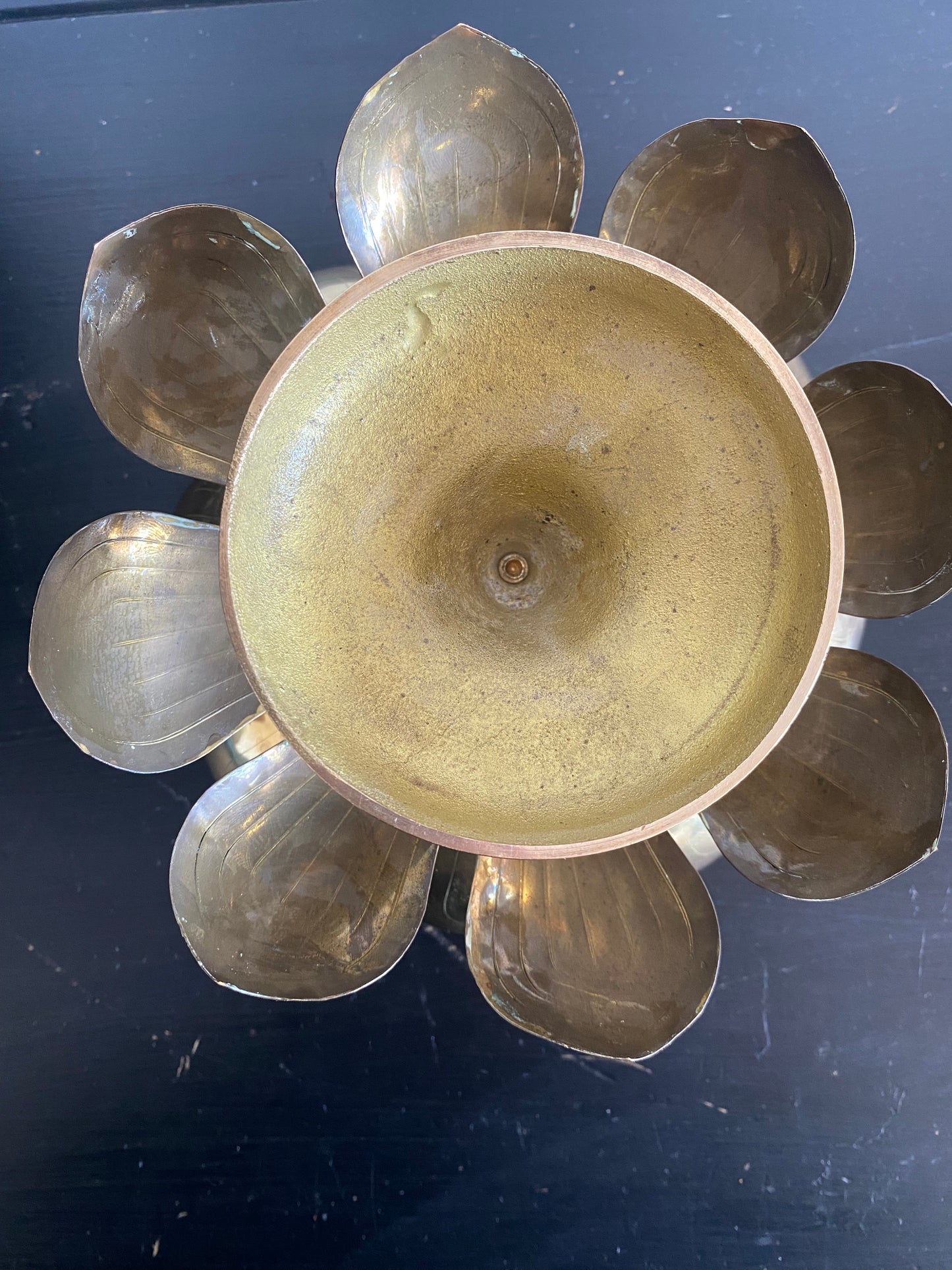 Bougeoir lotus en laiton Feldman Lighting Co vintage