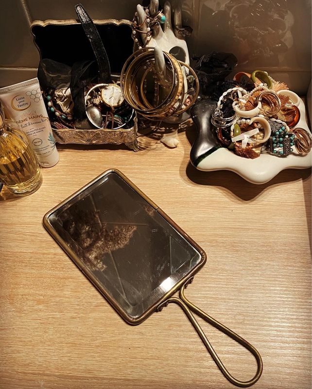 Miroir à main vintage ou miroir de barbier