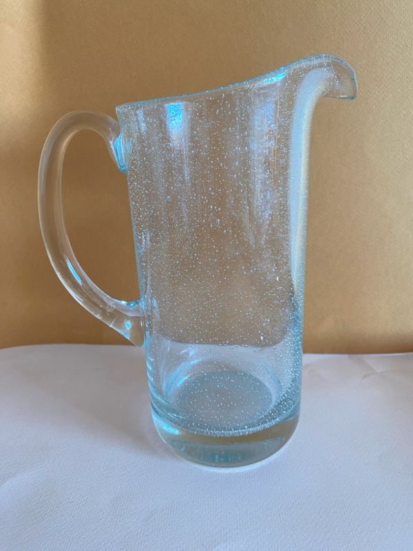 Pichet transparent en verre bullé vintage