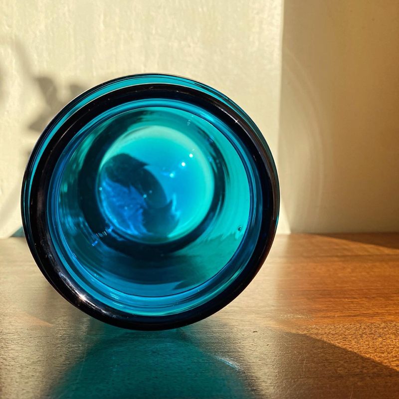 Flacon pharmacien apothicaire bleu vintage
