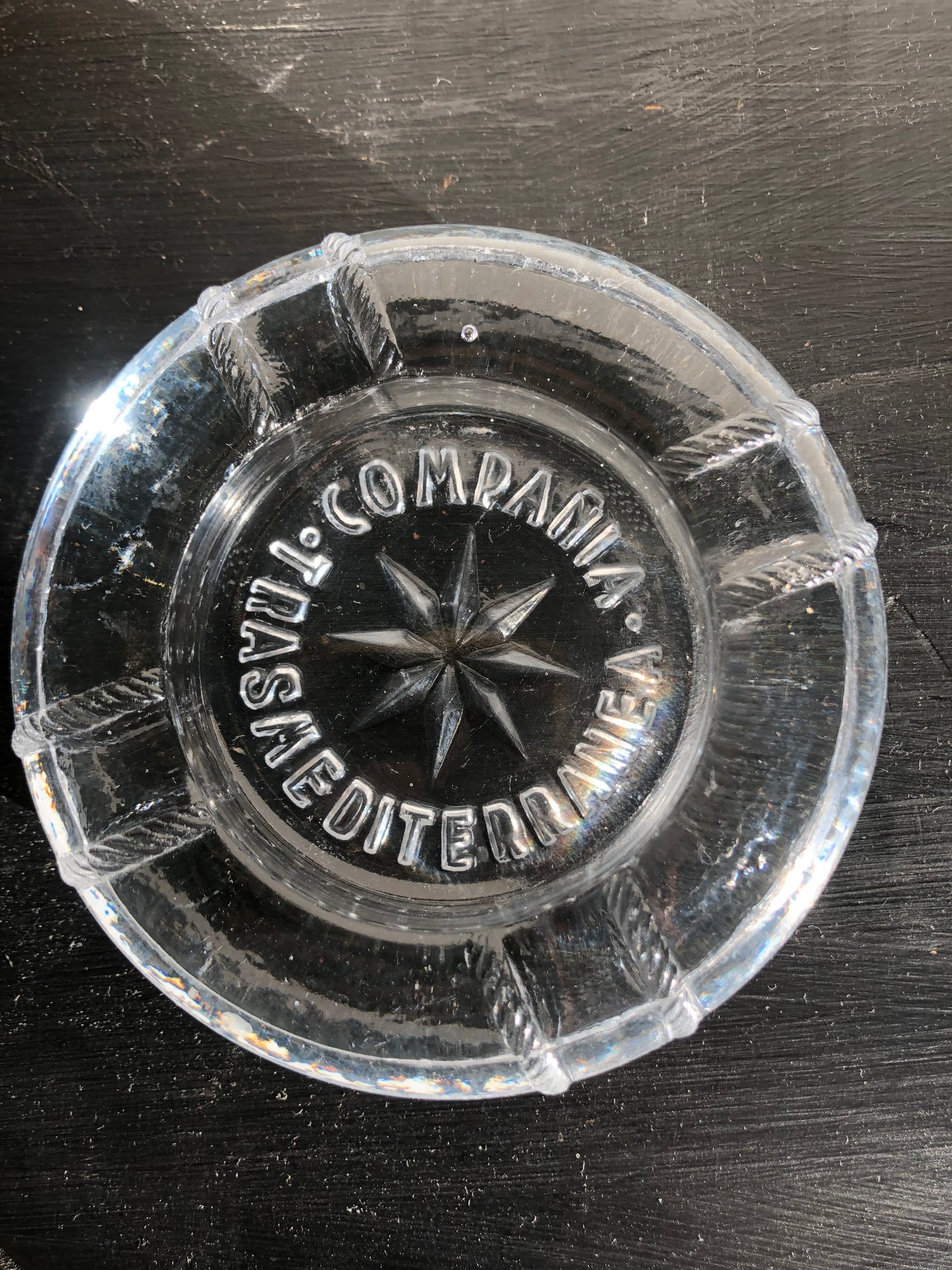 Cendrier en verre vintage paquebot compania trasmediterranea
