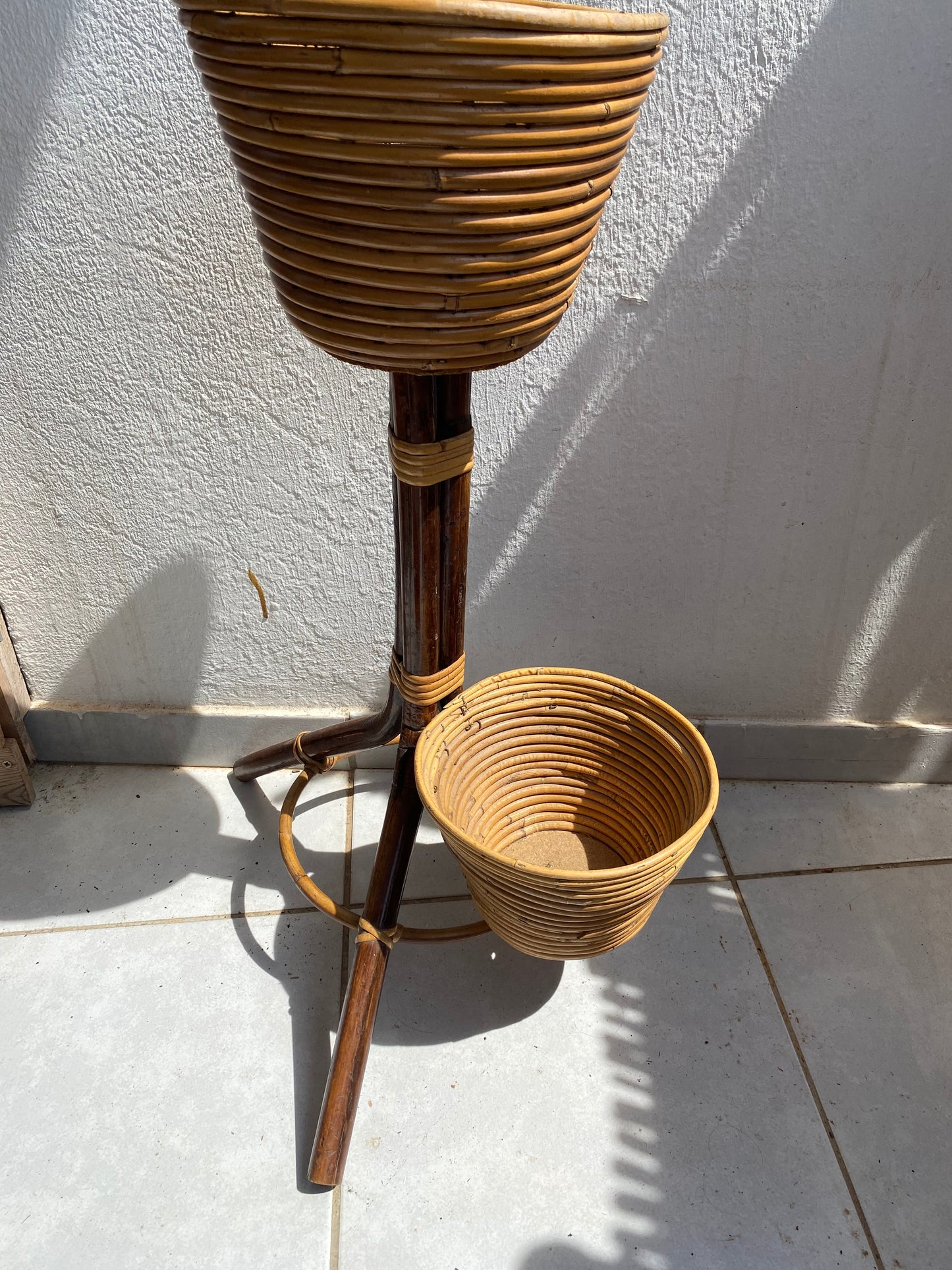 Porte plantes bambou et rotin années 50