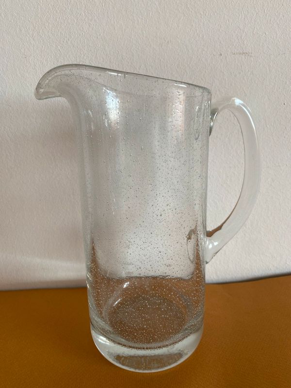 Pichet transparent en verre bullé vintage