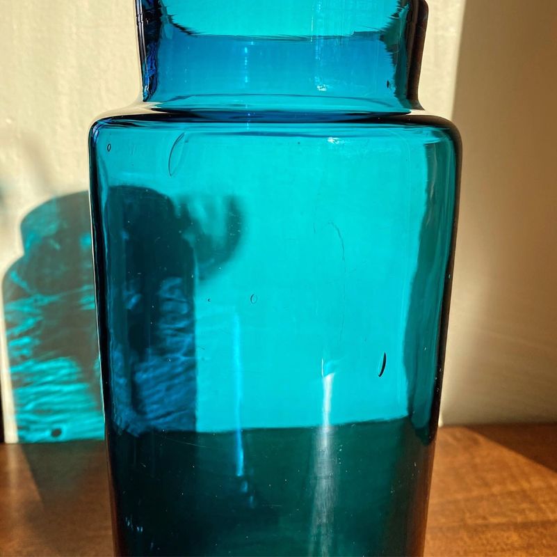 Flacon pharmacien apothicaire bleu vintage