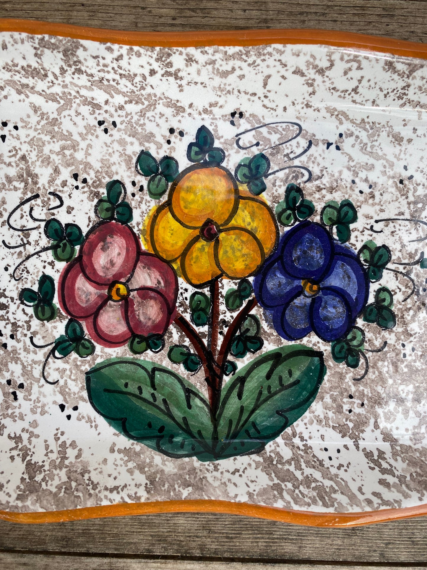 Plateau et tasses en céramique florales Deruta