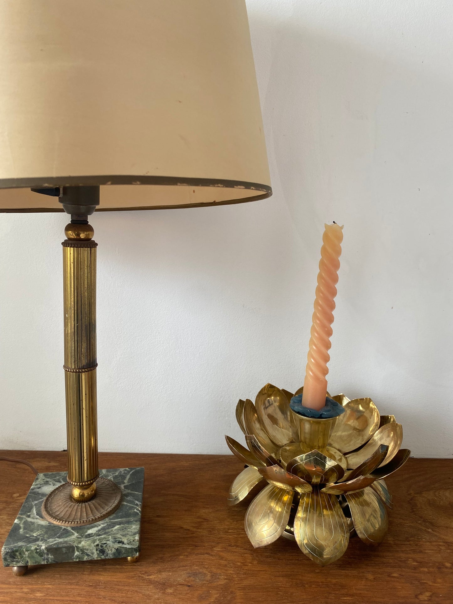 Bougeoir lotus en laiton Feldman Lighting Co vintage