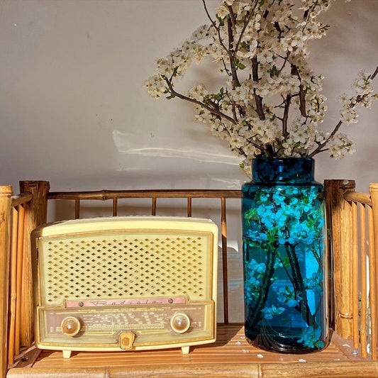 Flacon pharmacien apothicaire bleu vintage