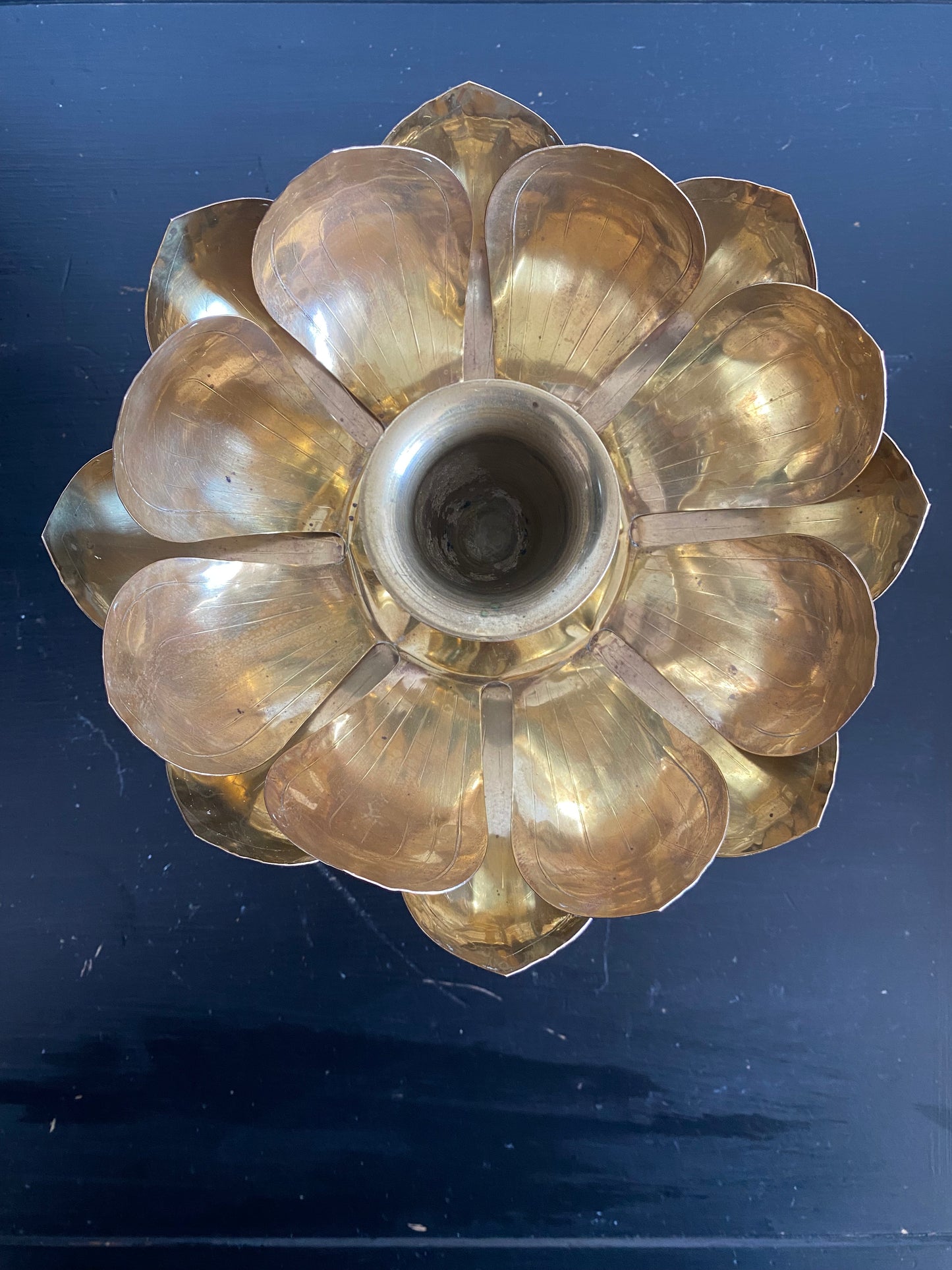 Bougeoir lotus en laiton Feldman Lighting Co vintage