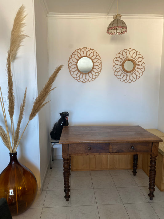 Table de ferme pieds tournés