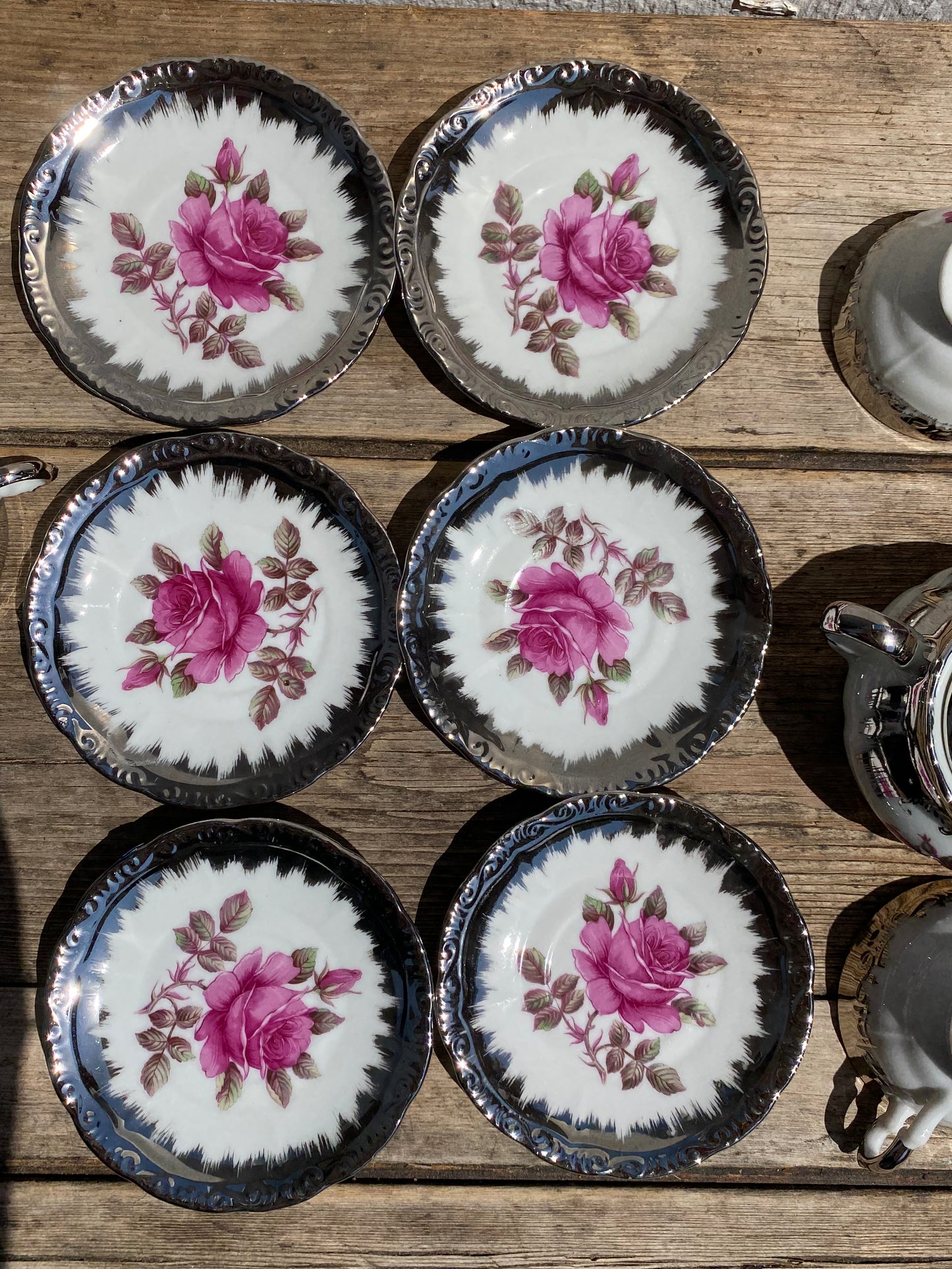 Service à café en porcelaine allemande argentée