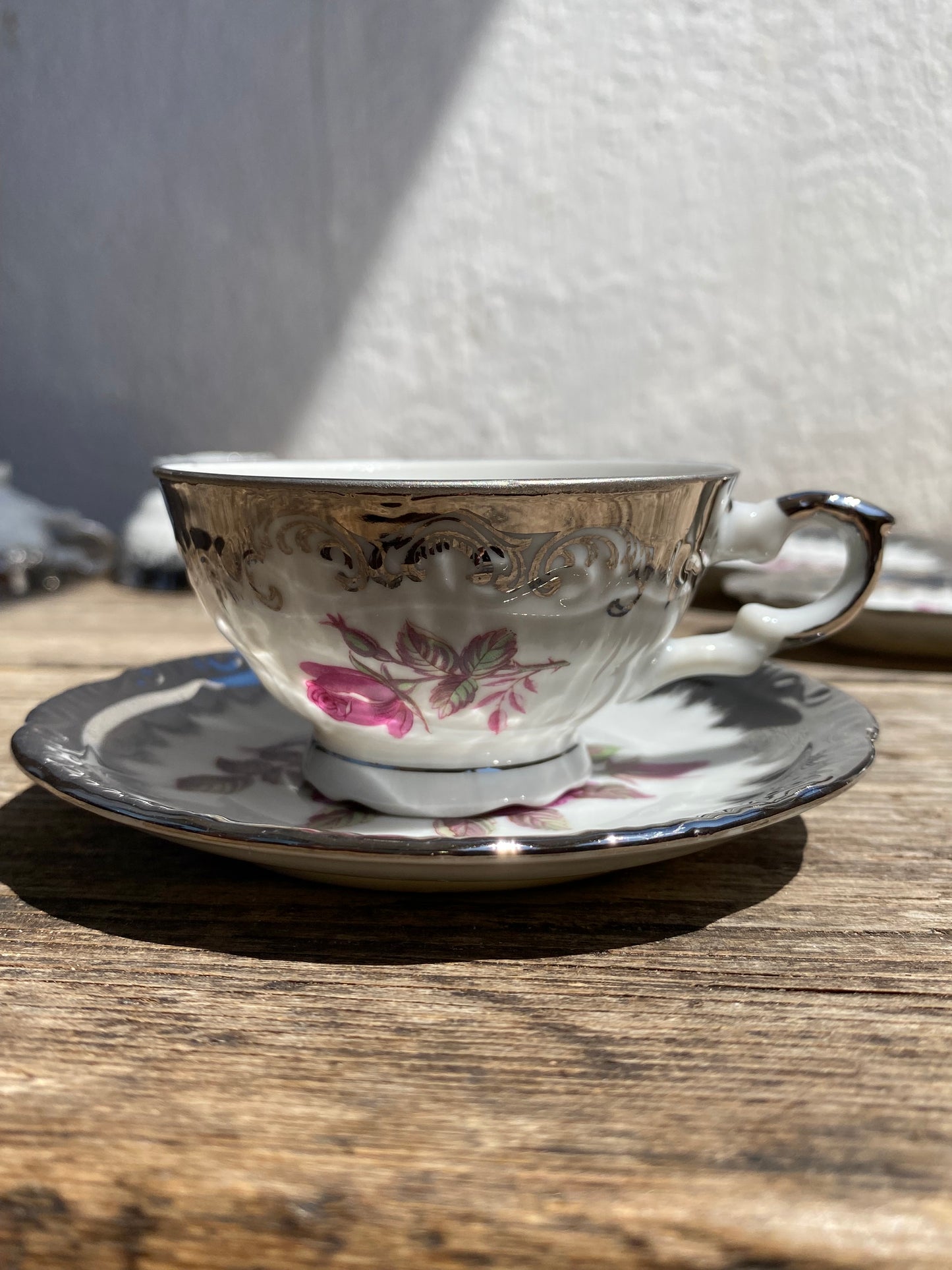 Service à café en porcelaine allemande argentée