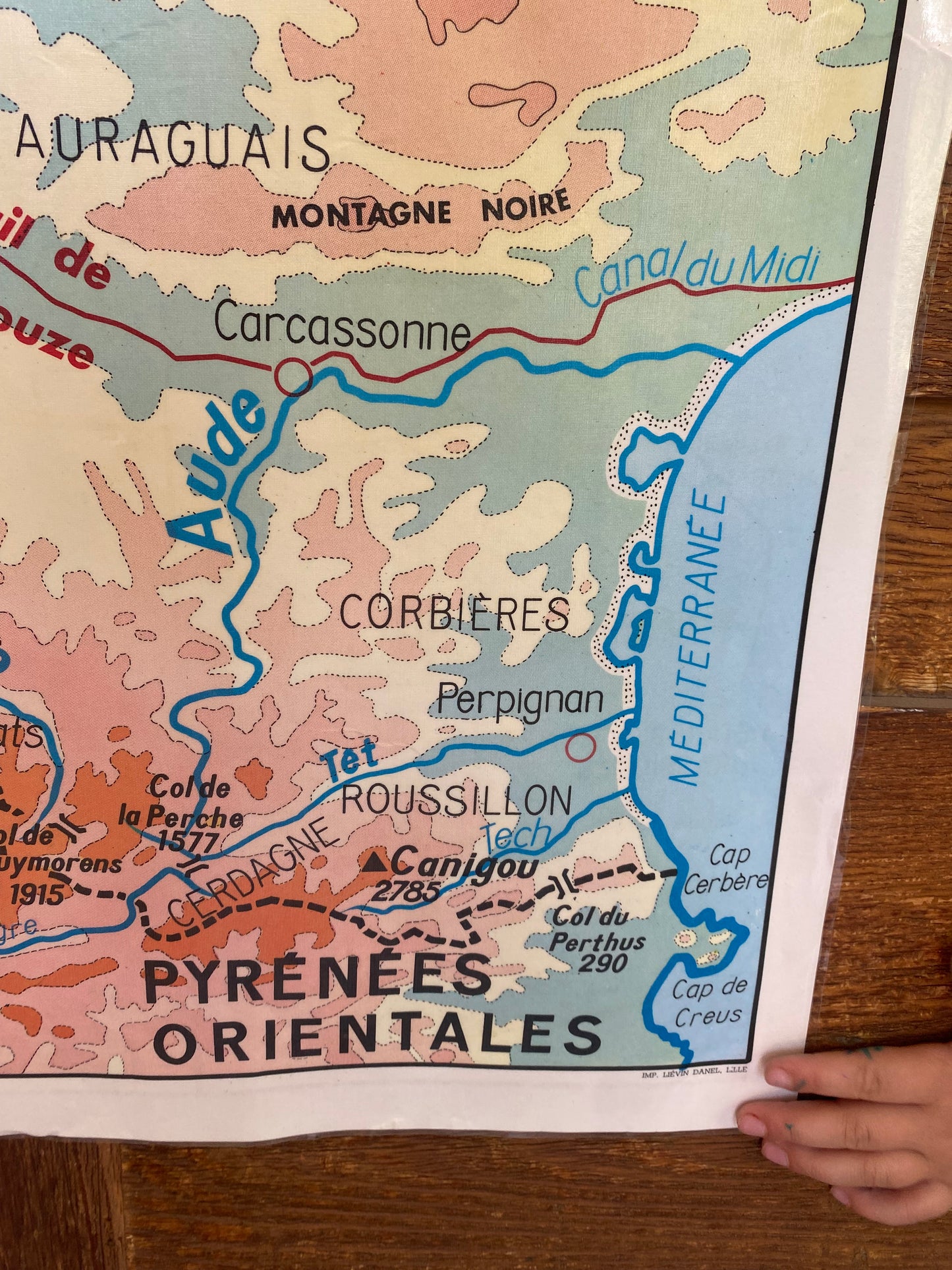 Carte de géographie scolaire ancienne Alpes Jura Bassin Aquitain et Pyrenées