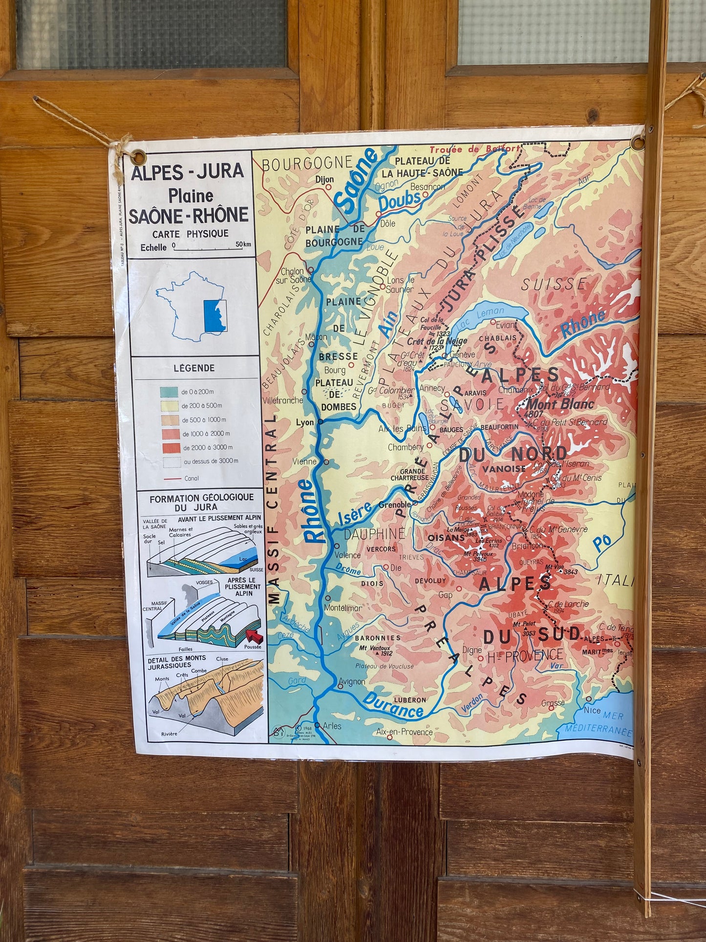 Carte de géographie scolaire ancienne Alpes Jura Bassin Aquitain et Pyrenées