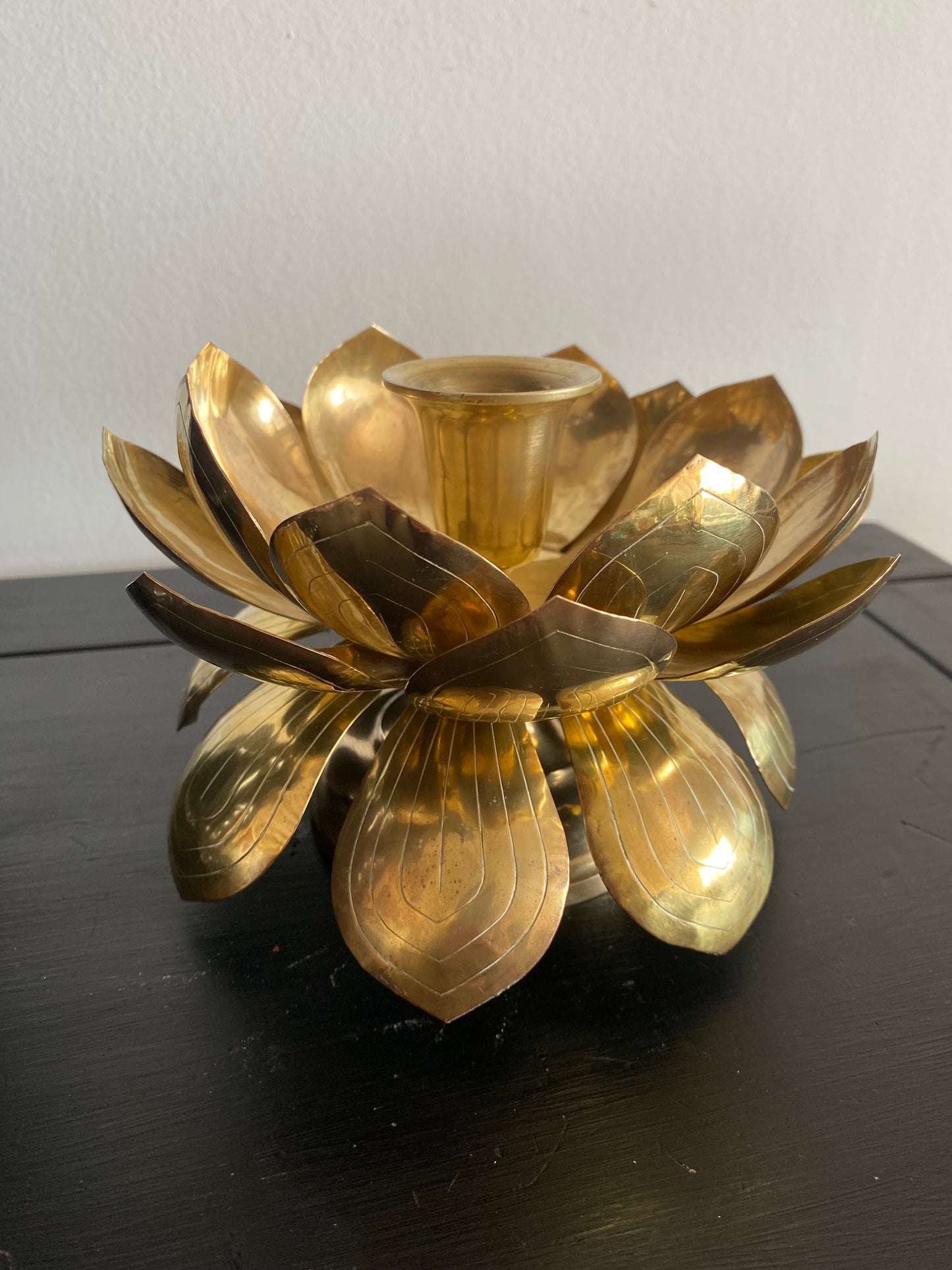 Bougeoir lotus en laiton Feldman Lighting Co vintage