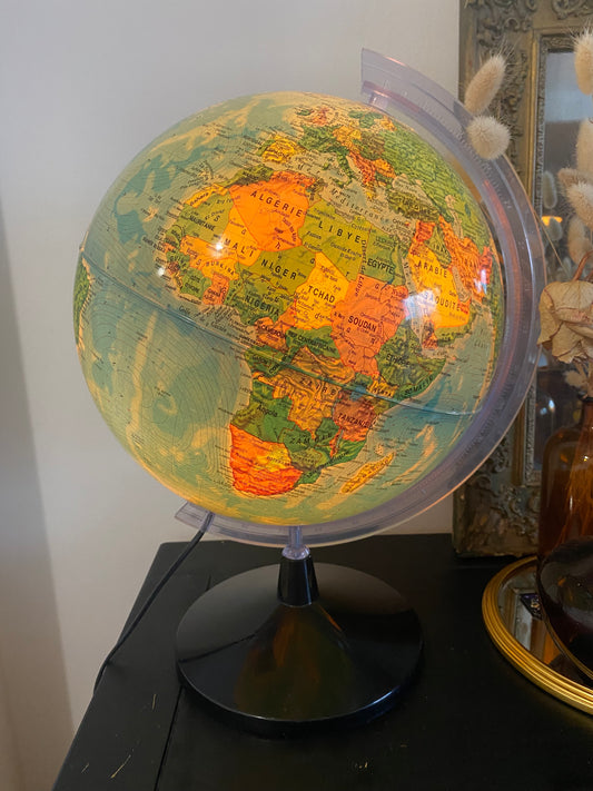 Globe terrestre lumineux années 80