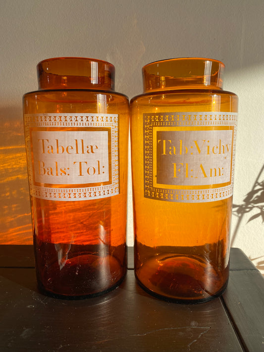 Duo de grands pots d’apothicaire