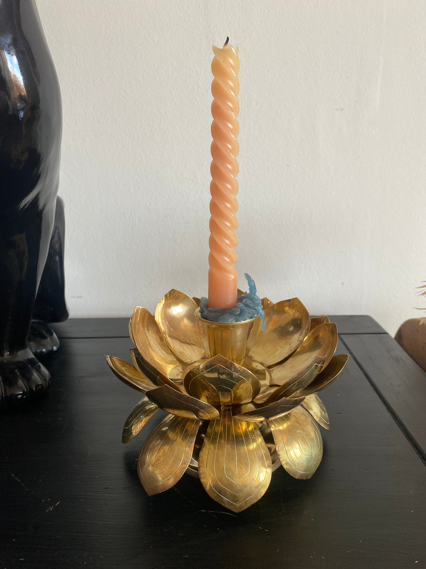 Bougeoir lotus en laiton Feldman Lighting Co vintage