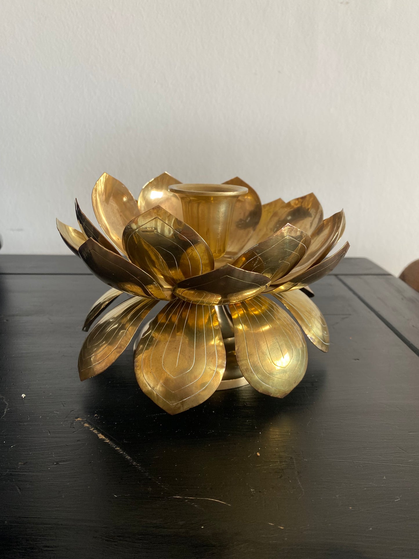 Bougeoir lotus en laiton Feldman Lighting Co vintage