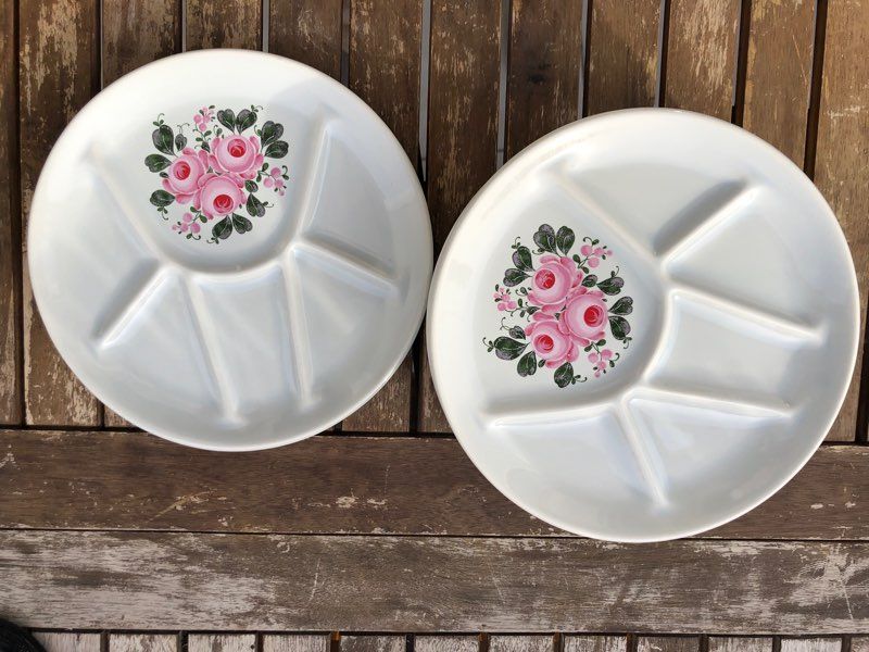 Assiettes à fondue vintage Ispahan Saint-Amand