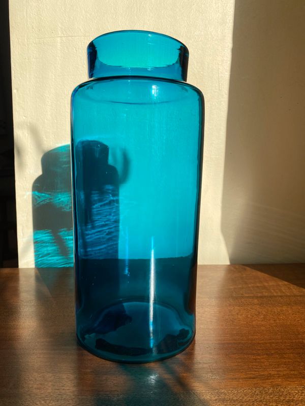 Flacon pharmacien apothicaire bleu vintage