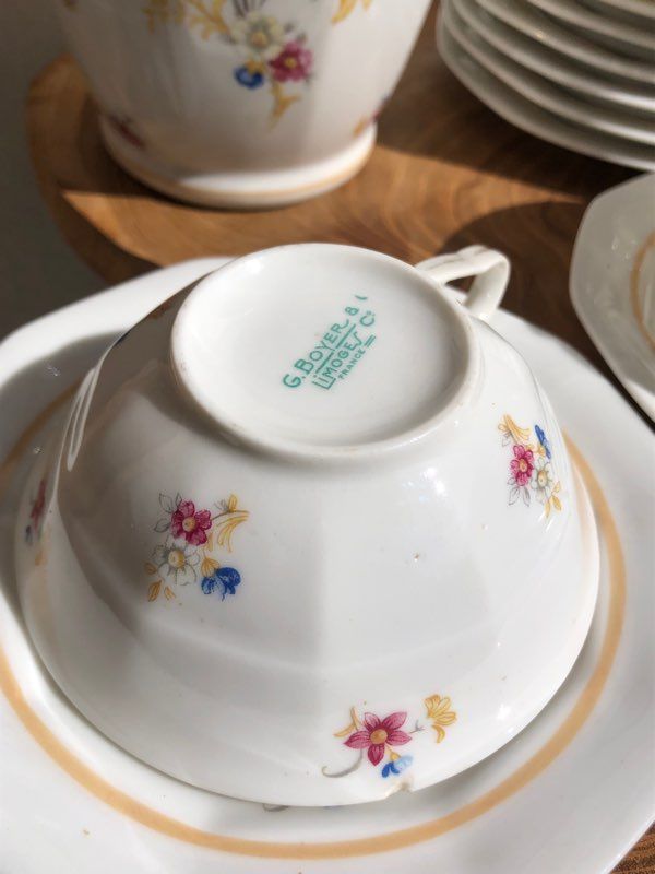 Service a thé G Boyer en porcelaine de Limoges